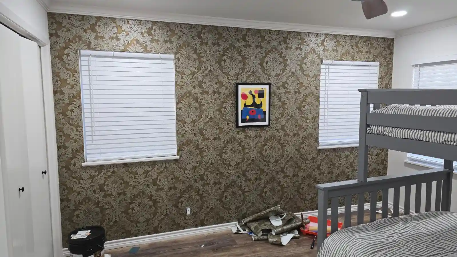 Accent wall wallpaper installation