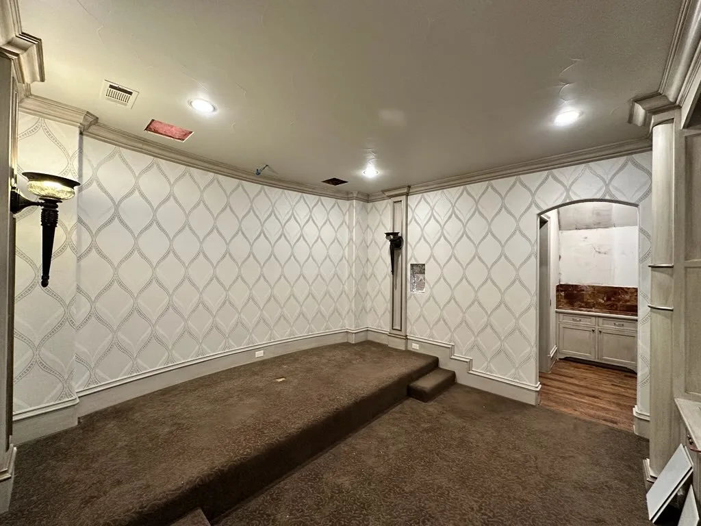 Residential wallpaper installation in Portland living room